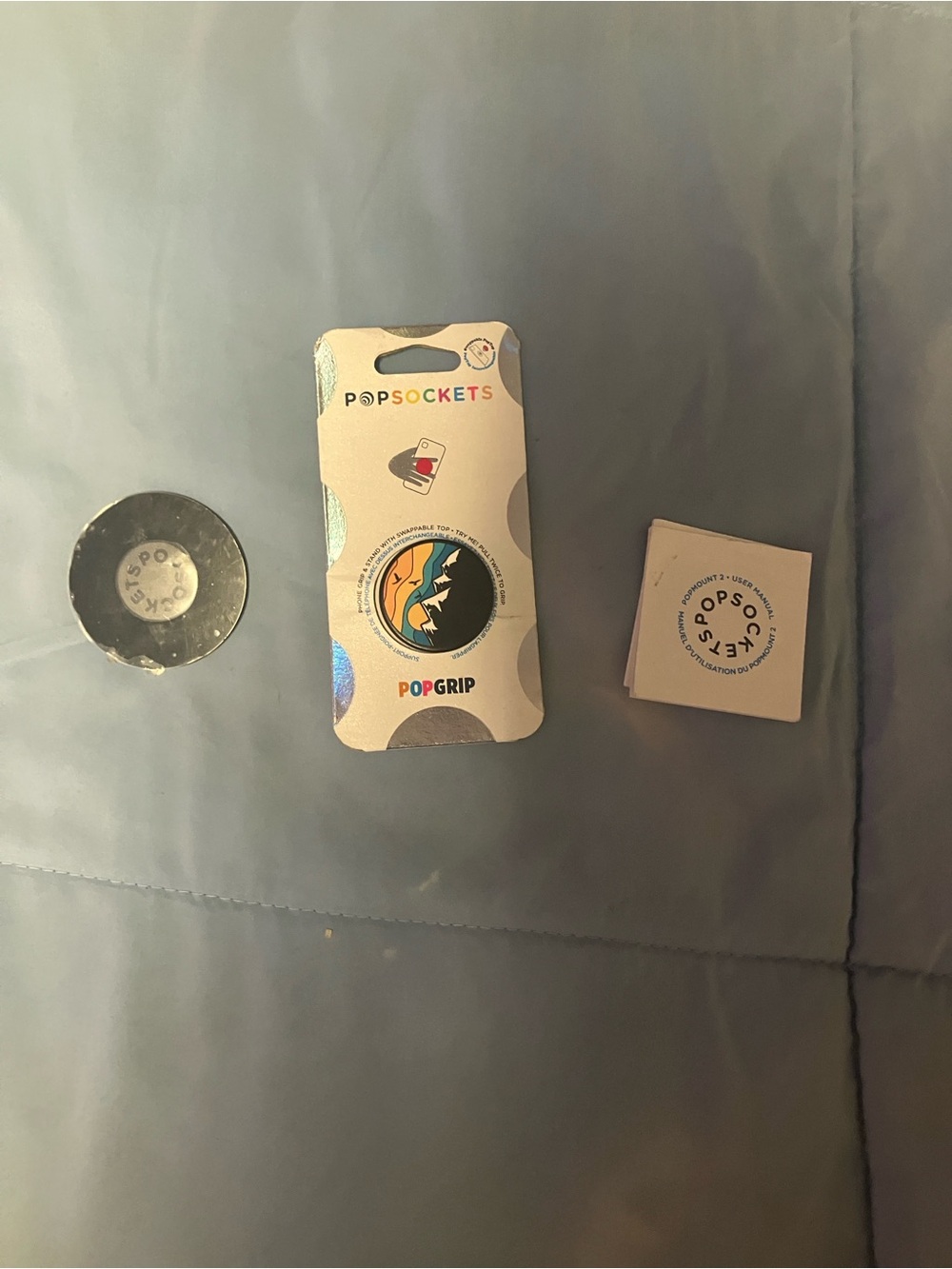 NEW PopSocket PopGrip Phone Grip - Blue and White with Red Accent
